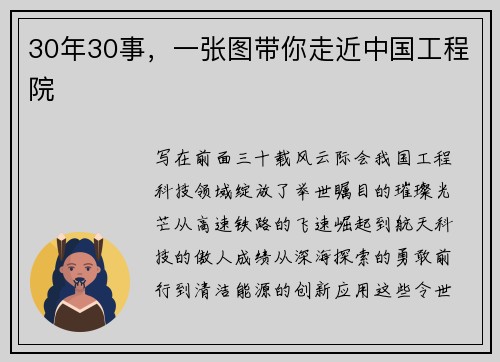 30年30事，一张图带你走近中国工程院