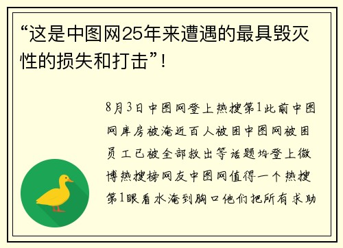 “这是中图网25年来遭遇的最具毁灭性的损失和打击”！